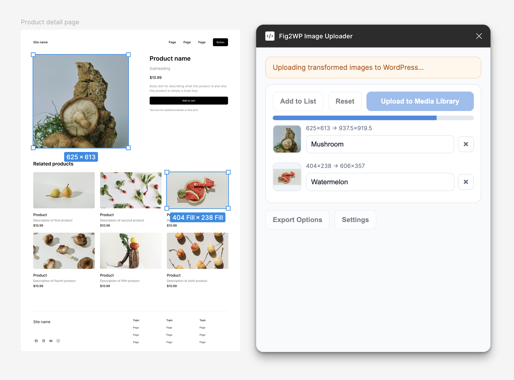 Upload in progress in Figma plugin